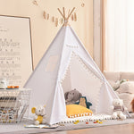 Children's Teepee Tent | Fun Cotton Play Fort with Pom-Pom Trim for Imaginative Adventures 3