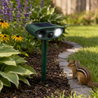 Squirrel Repellent for Yard and Garden, Solar Powered Chipmunk Repellent with Two Ultrasonic Speakers, 30 ft PIR Range
