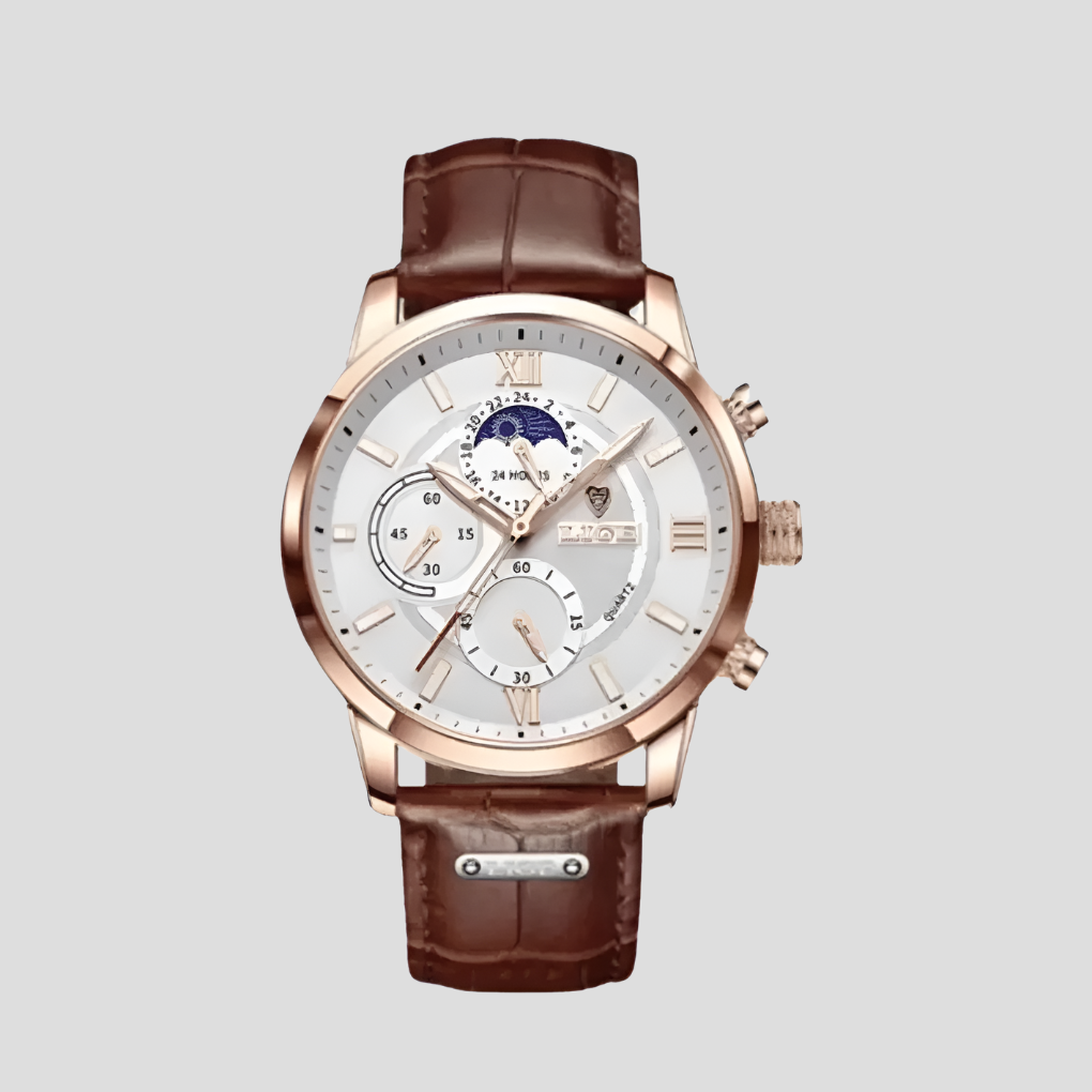 Classic Analog Watch for Men with Moon Phase Indicator | Timeless Design for Any Occasion 0