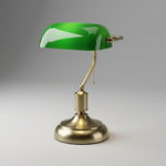 Classic Banker Lamp | Hand-Finished Glass Shade & Polished Metal Base for Warm Illumination 4