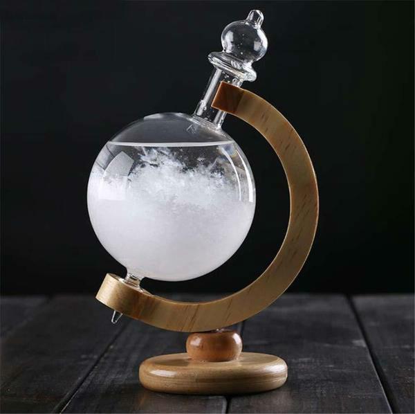Classic Collection | Weather Barometer Storm Glass with Elegant Wooden Base | Unique Home Decor for Accurate Weather Forecasting 0