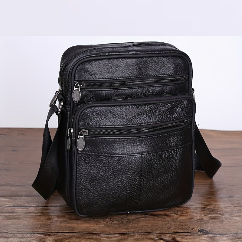 Classic Leather Shoulder Bag | Genuine Cowhide with Adjustable Strap | Versatile Design for Everyday Use 0