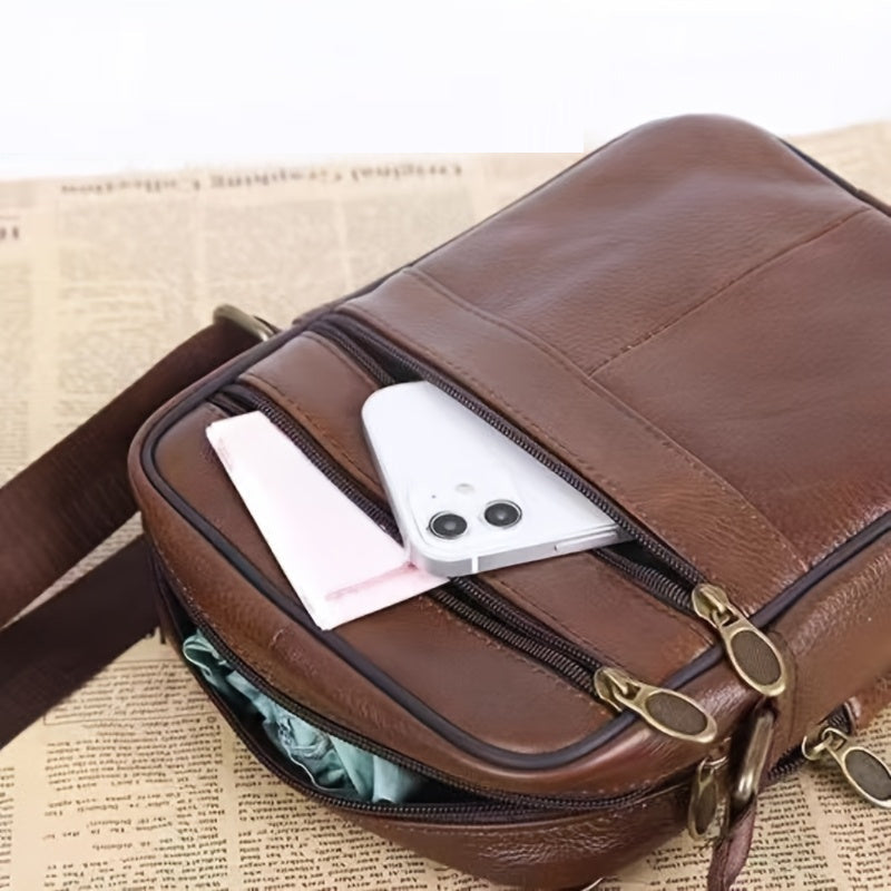 Classic Leather Shoulder Bag | Genuine Cowhide with Adjustable Strap | Versatile Design for Everyday Use 7