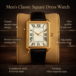 Classic Square | Men's Dress Watch with Roman Numerals & Adjustable Strap | Elegant Timepiece for Any Occasion 3