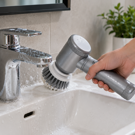 Shower Scrubber Electric, Cordless Spin Scrubber with 6 Brush Heads for Tile and Grout, Waterproof Bathroom Scrubber