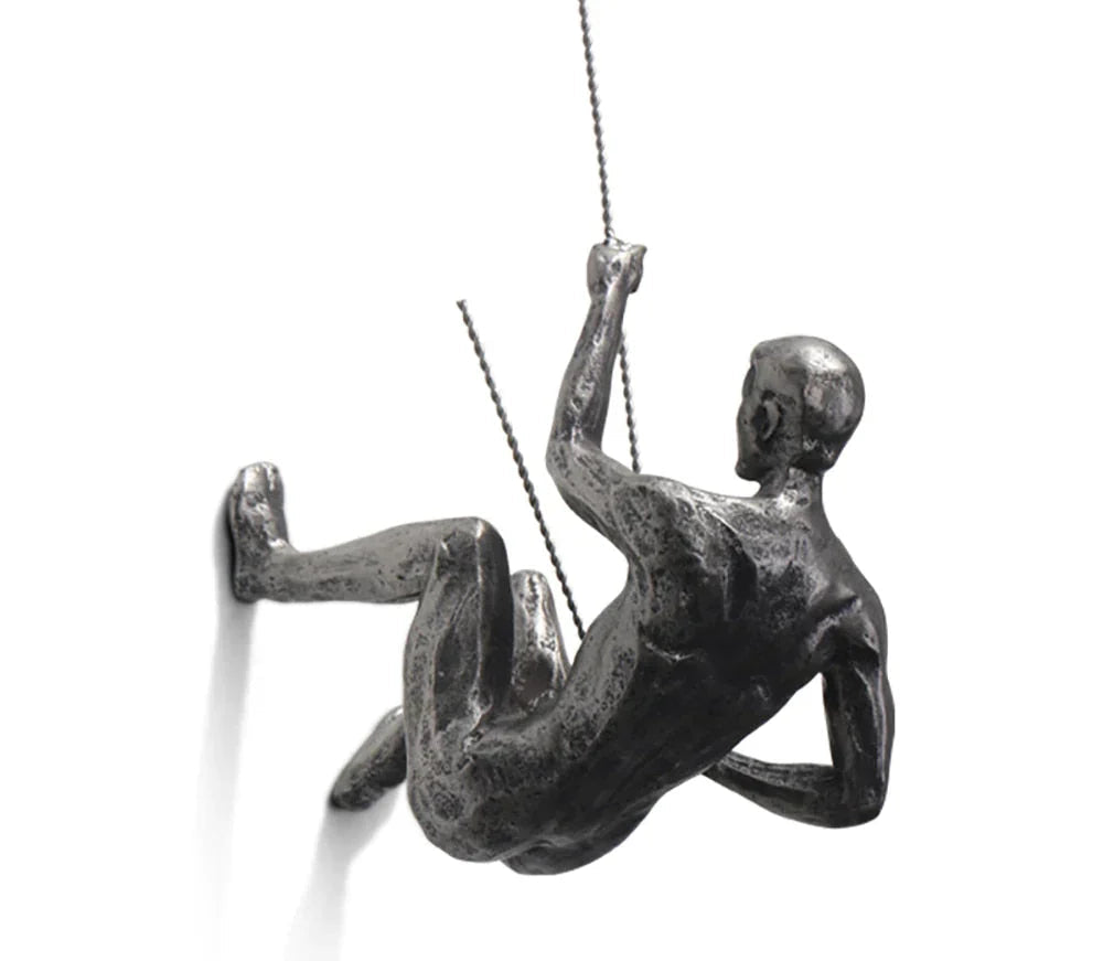 Climbing Figure Wall Sculpture with Handcrafted Resin & Iron Wire | Modern Industrial Decor for Inspiration 10