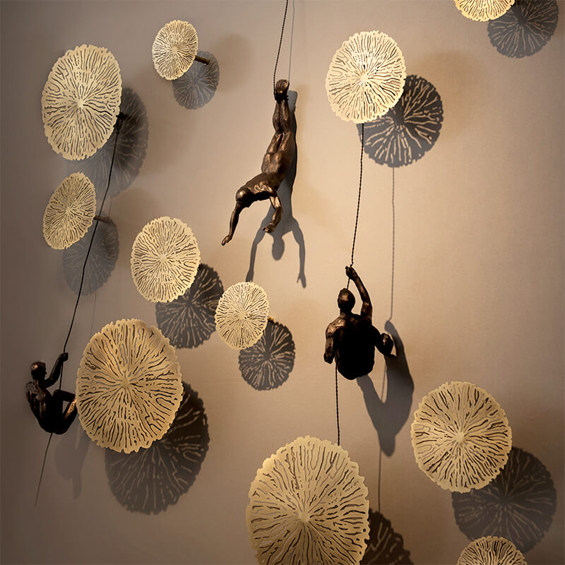 Climbing Figure Wall Sculpture with Handcrafted Resin & Iron Wire | Modern Industrial Decor for Inspiration 6