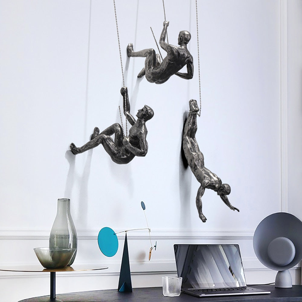 Climbing Figure Wall Sculpture with Handcrafted Resin & Iron Wire | Modern Industrial Decor for Inspiration 8