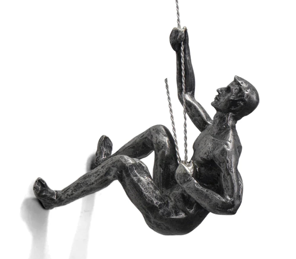 Climbing Figure Wall Sculpture with Handcrafted Resin & Iron Wire | Modern Industrial Decor for Inspiration 9