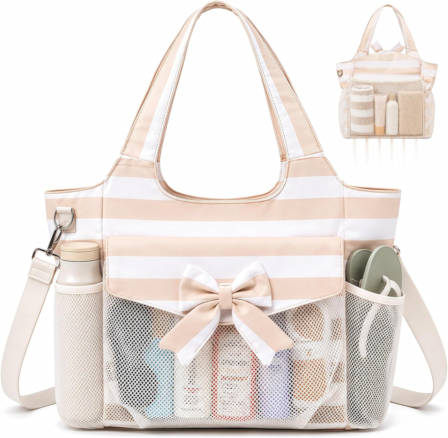 Coastal Collection | Large Beach Tote Bag with Waterproof Pocket & Zipper | Versatile for Travel and Gym 17