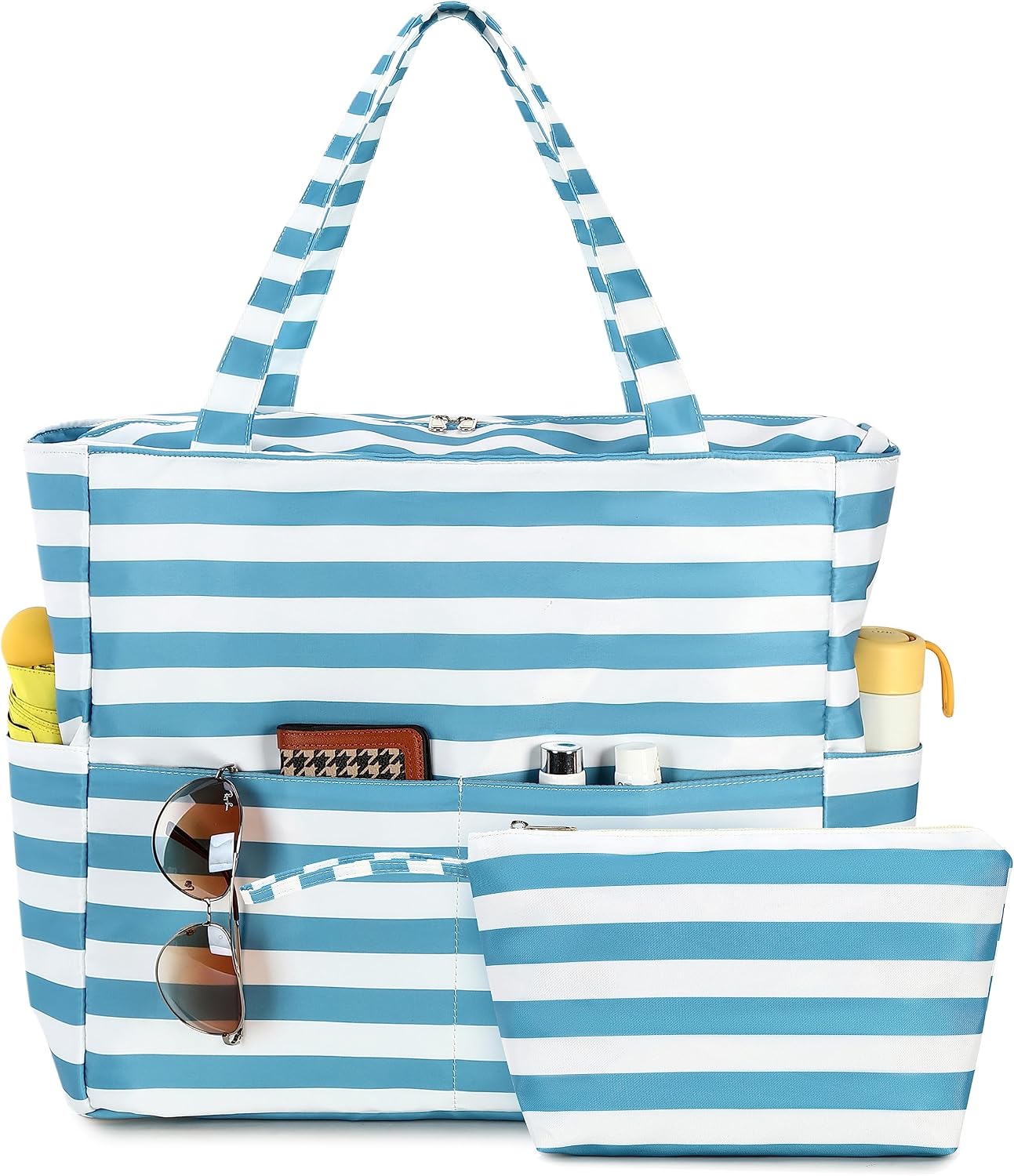 Coastal Collection | Large Beach Tote Bag with Waterproof Pocket & Zipper | Versatile for Travel and Gym 28