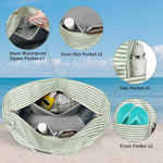 Coastal Collection | Large Beach Tote Bag with Waterproof Pocket & Zipper | Versatile for Travel and Gym 3