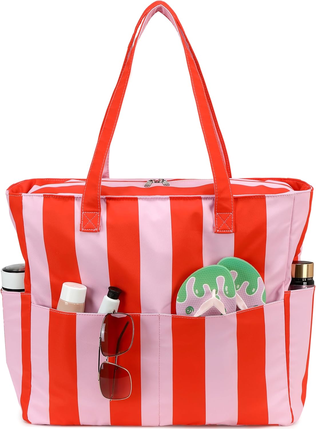 Coastal Collection | Large Beach Tote Bag with Waterproof Pocket & Zipper | Versatile for Travel and Gym 35