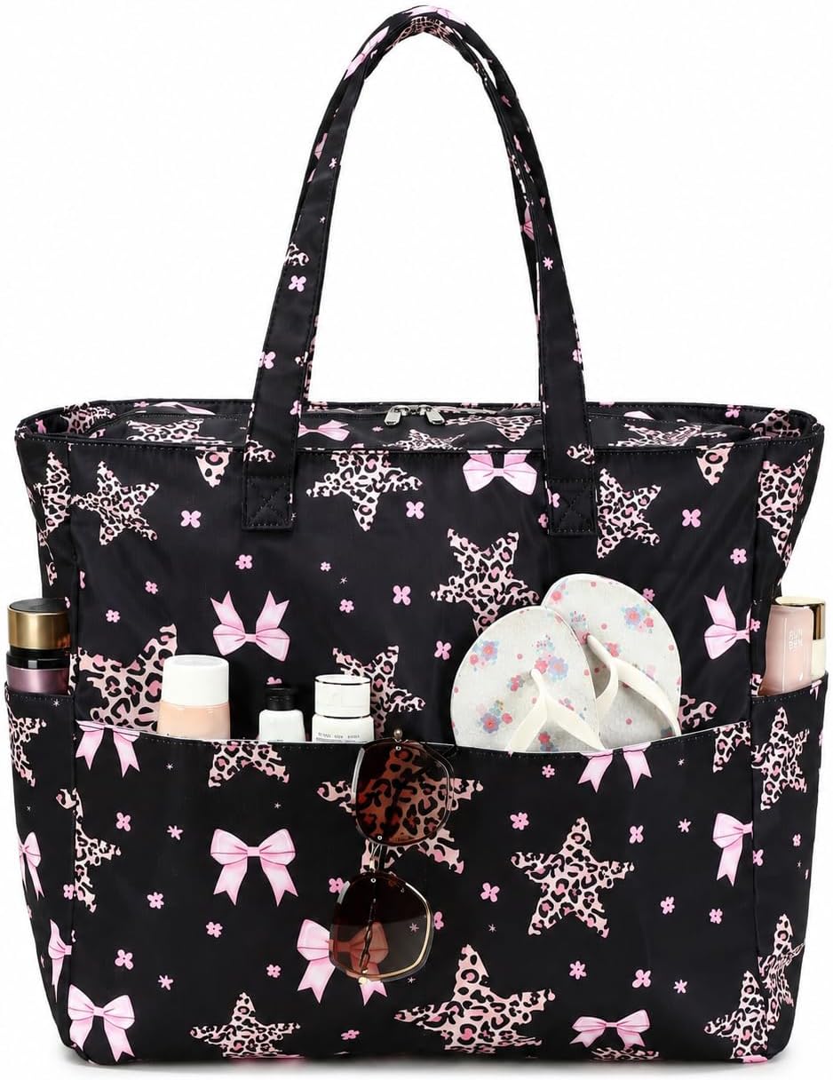 Coastal Collection | Large Beach Tote Bag with Waterproof Pocket & Zipper | Versatile for Travel and Gym 37