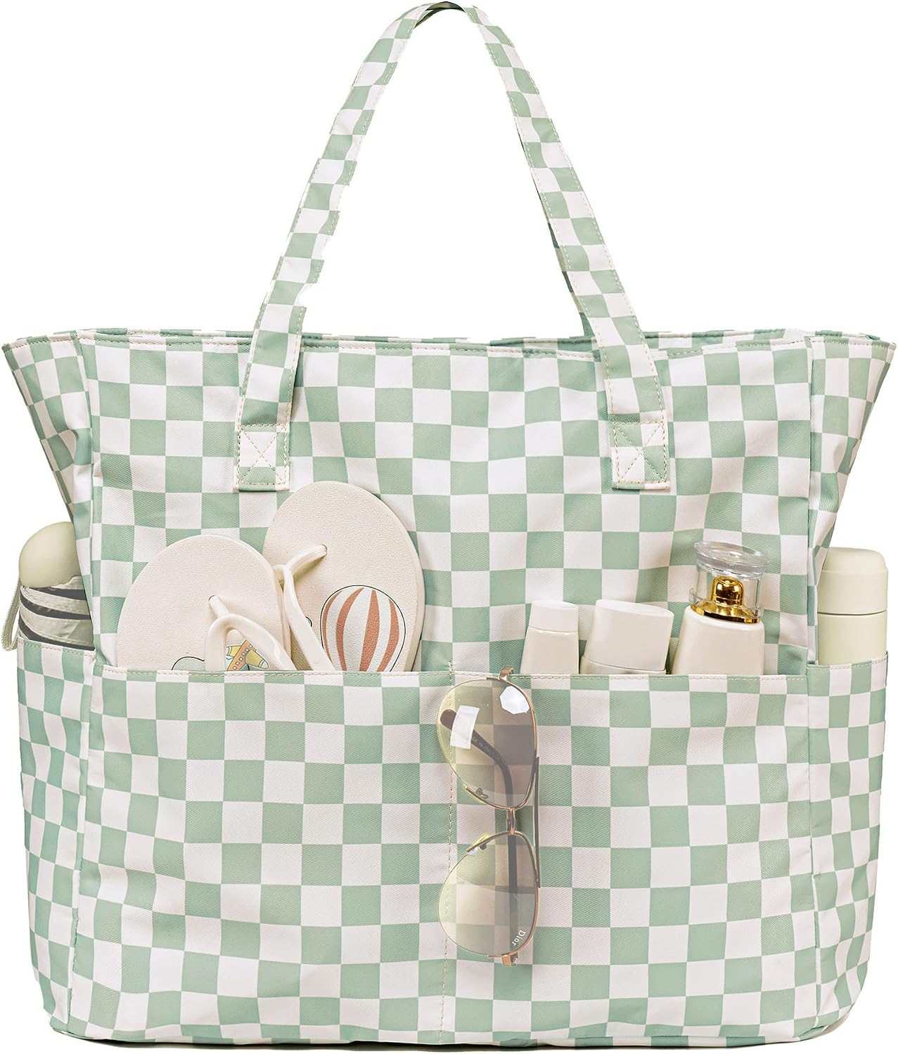 Coastal Collection | Large Beach Tote Bag with Waterproof Pocket & Zipper | Versatile for Travel and Gym 42