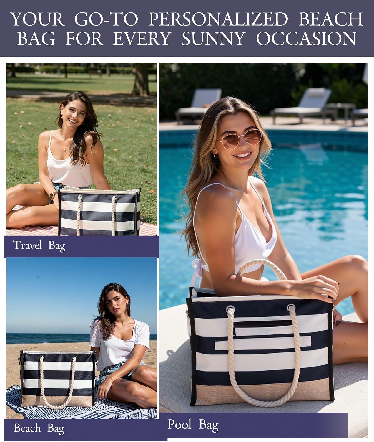 Coastal Escape | Large Waterproof Beach Tote Bag with Sandproof Design for Organized Outdoor Fun 5