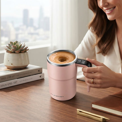 Self Stirring Coffee Mug with Temperature Display, Rechargeable Self Stirring Mug, Automatic Mixing Coffee Cup