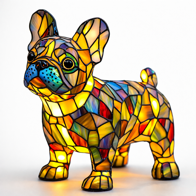 Colorful Stained Glass Dog Table Lamp with Cozy LED Glow | Decorative Night Light for Home 1