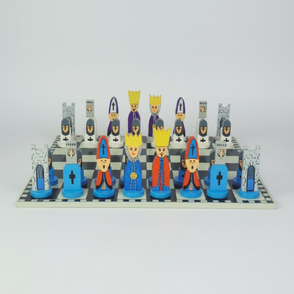 Colorful Wooden Chess Set | Cartoon Strategy Board Game for Kids with Durable Pieces 0