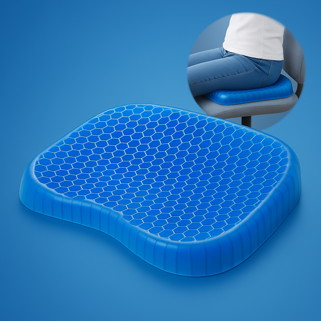 ComfortEase | Orthopedic Gel Seat Cushion with Pressure Relief | Tailbone Support for Office, Car & Wheelchair 0