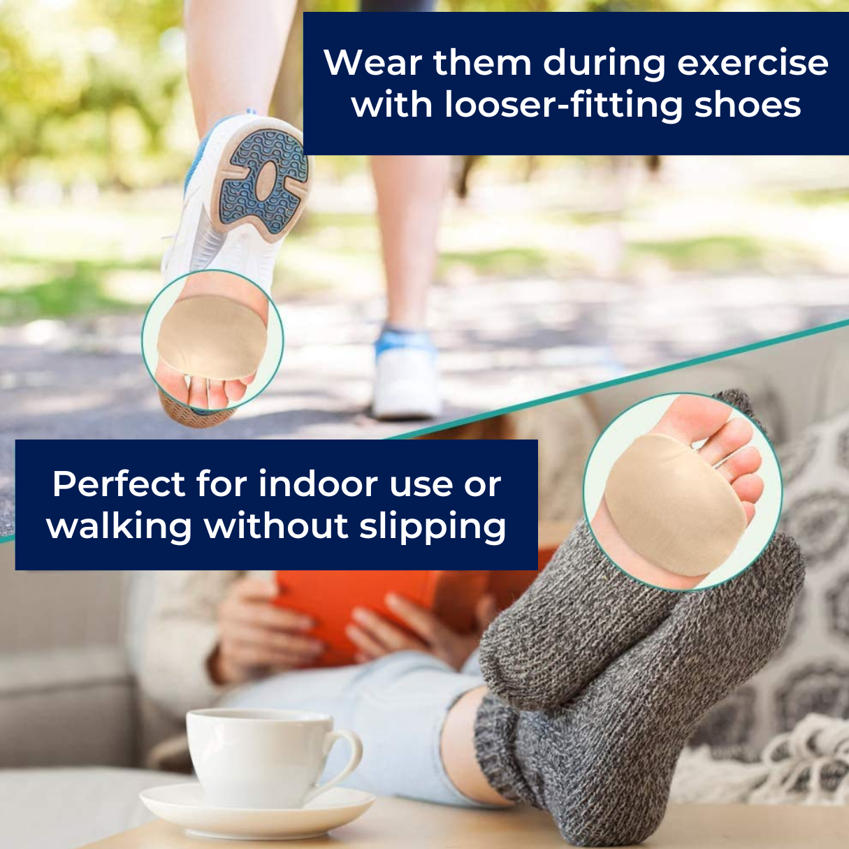 Tuzwa Metatarsal Gel Pads – 10mm Ball of Foot Cushions for Forefoot Support, Pressure Relief & All-Day Shoe Comfort
