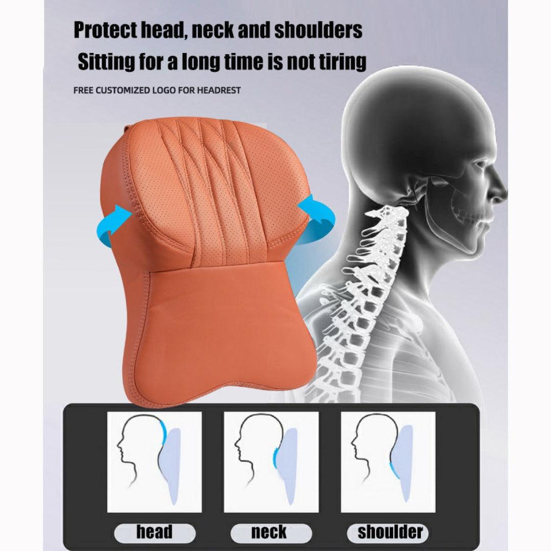 Comfort Drive | Ergonomic Memory Foam Neck Pillow with Soft Leather Cover | Universal Fit for Relaxed Travel 7