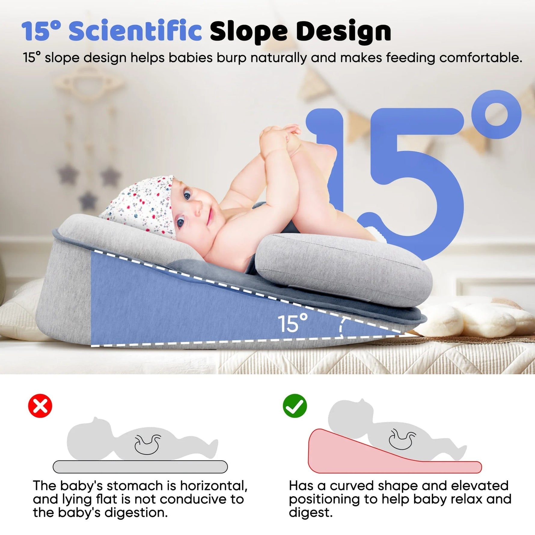 Comfort Haven | Baby Lounger with Anti-Reflux Design | Adjustable Pillow for Safe Sleep and Comfort 4