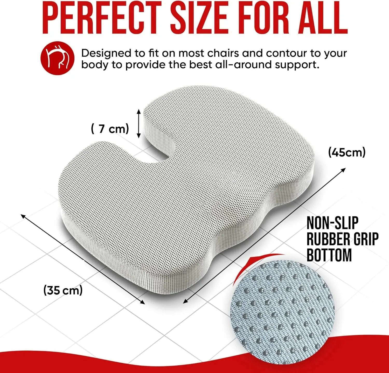 Comfort Plus | Ergonomic Memory Foam Seat Cushion with Breathable Cover | Supportive Design for All-Day Comfort 4