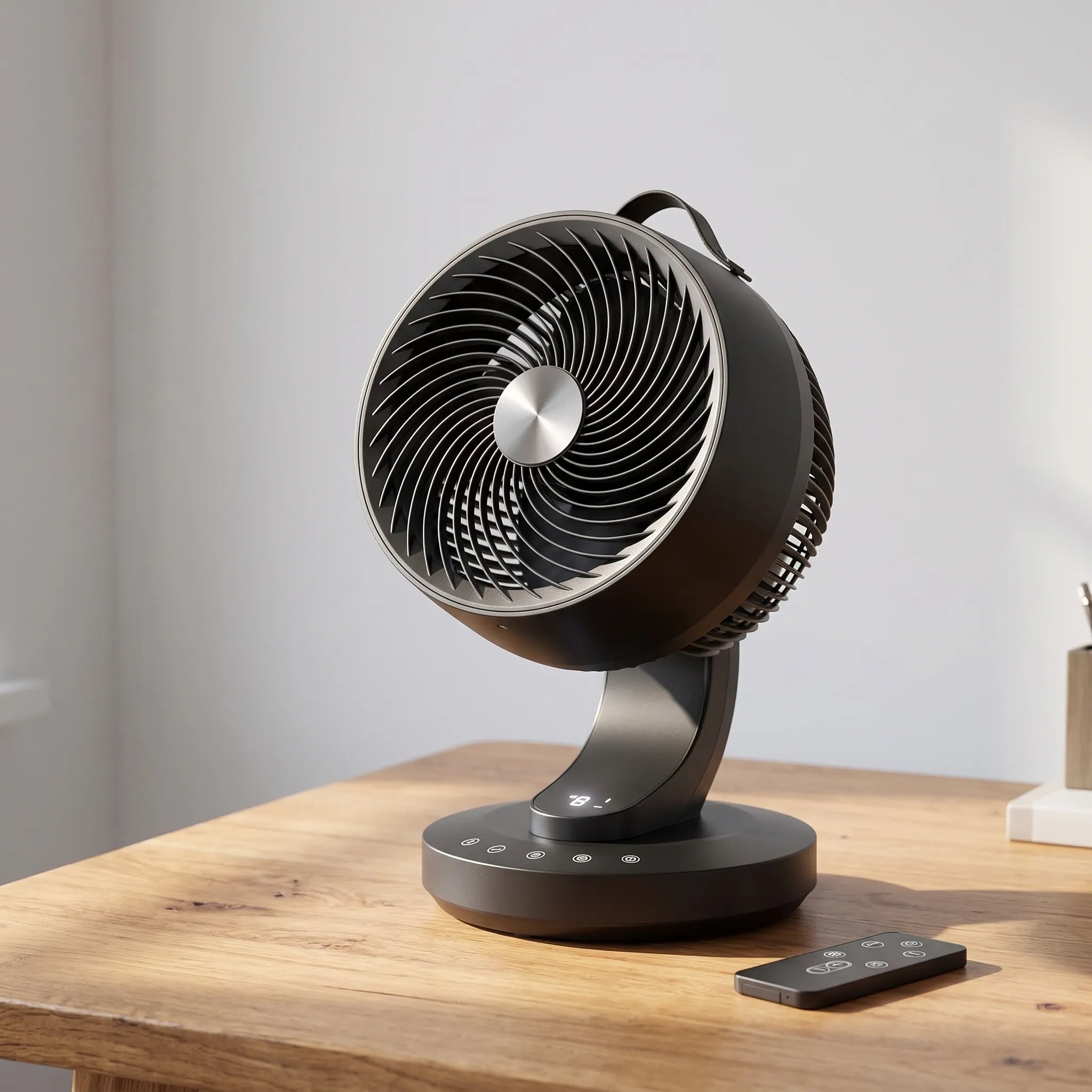 Compact Desk Fan with Oscillation & Remote Control | 8 Speed Settings for Optimal Comfort 0