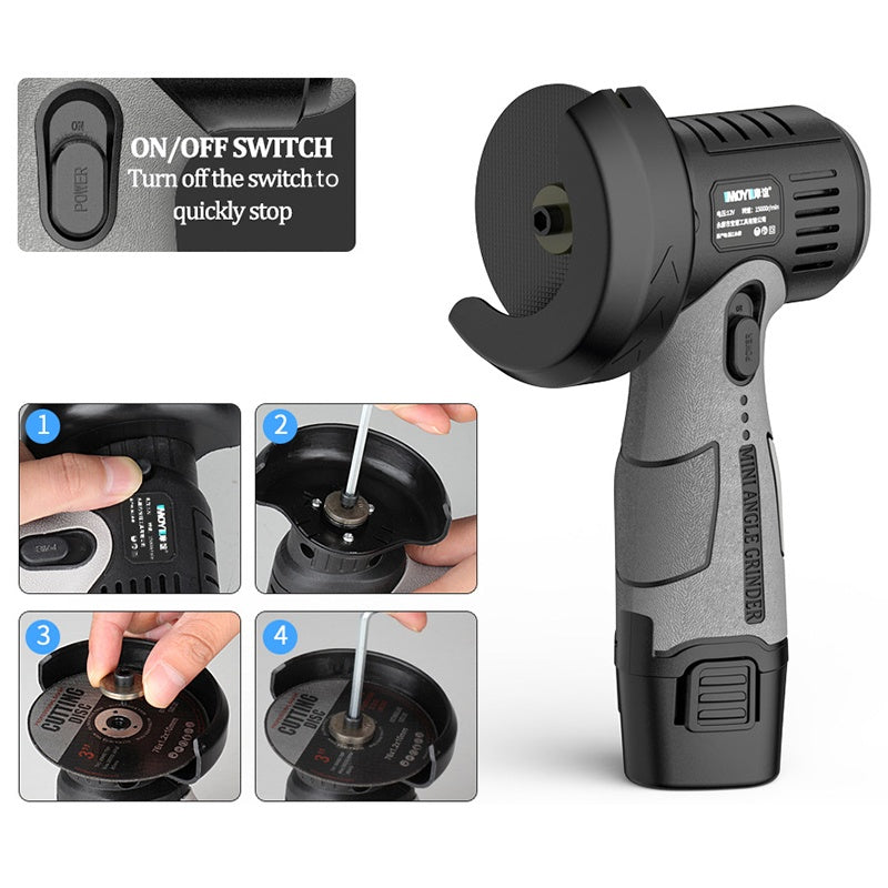 Compact Grinder | 12V Mini Angle Grinder with 15,000 RPM & Rechargeable Battery | Versatile Tool for Cutting and Grinding 5