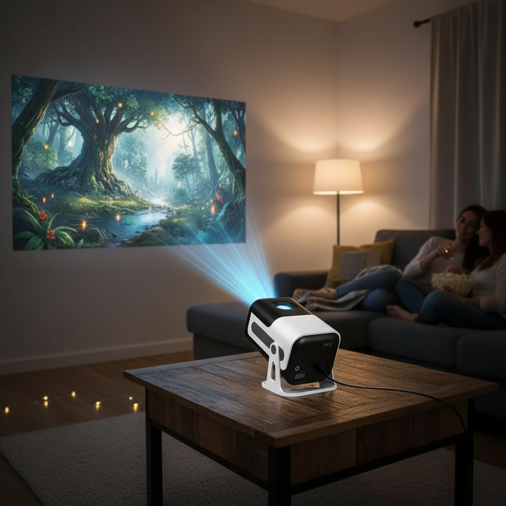 Compact Mini Projector | Portable HD Projector with WiFi & Bluetooth | Ideal for Home and Outdoor Viewing 0
