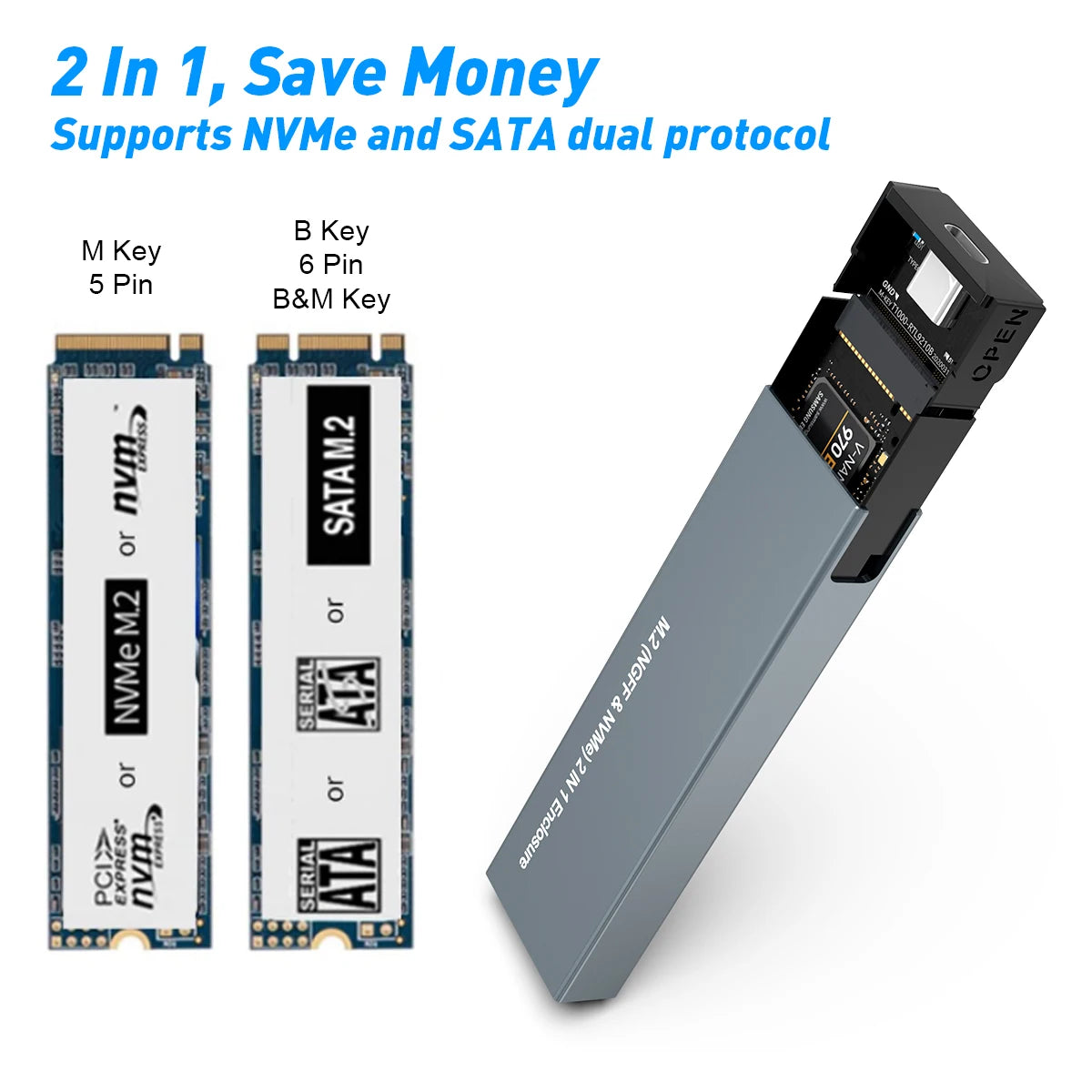 Compact Portable SSD Enclosure Case with 10Gbps Transfer Speed for Fast Storage 2