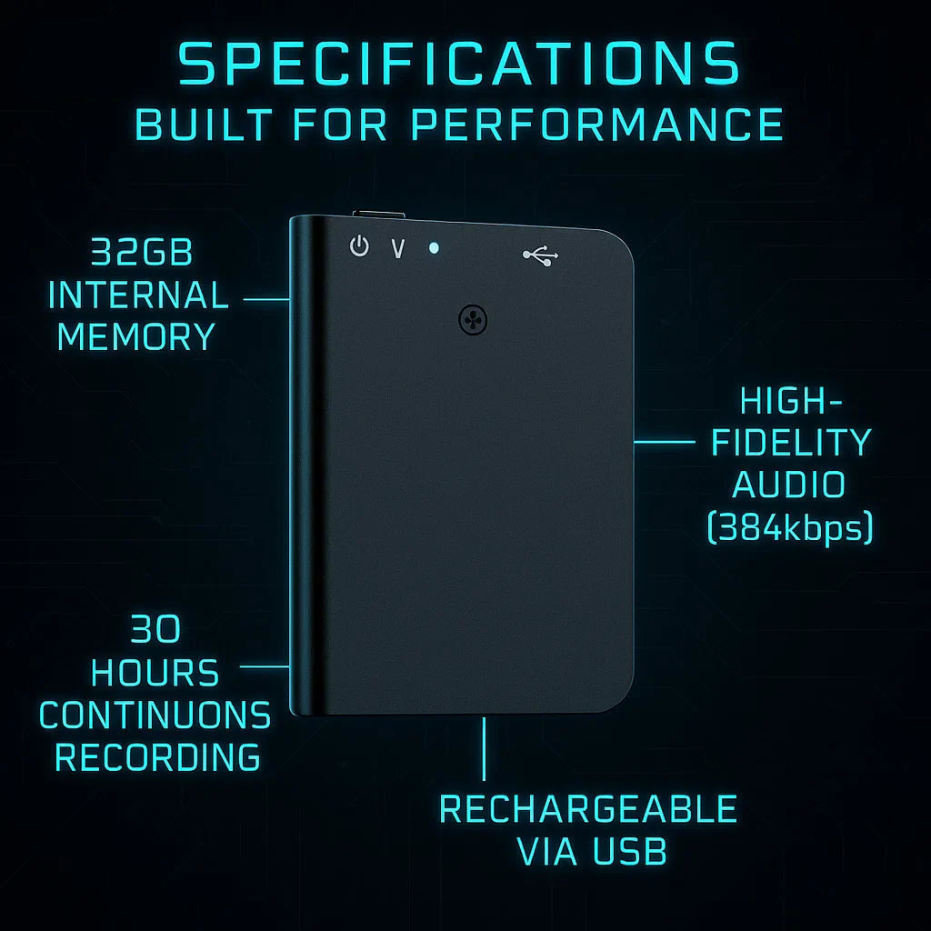 Compact Voice Recorder | Mini Audio Recorder with Sound Activation | Stealth Design for Effortless Capture 3