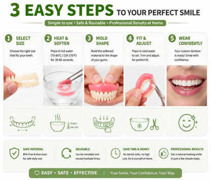 Complete Denture Kit | Custom-Fit Tools with High-Quality Materials | Effortless Smile Enhancement for Confidence Boost 4