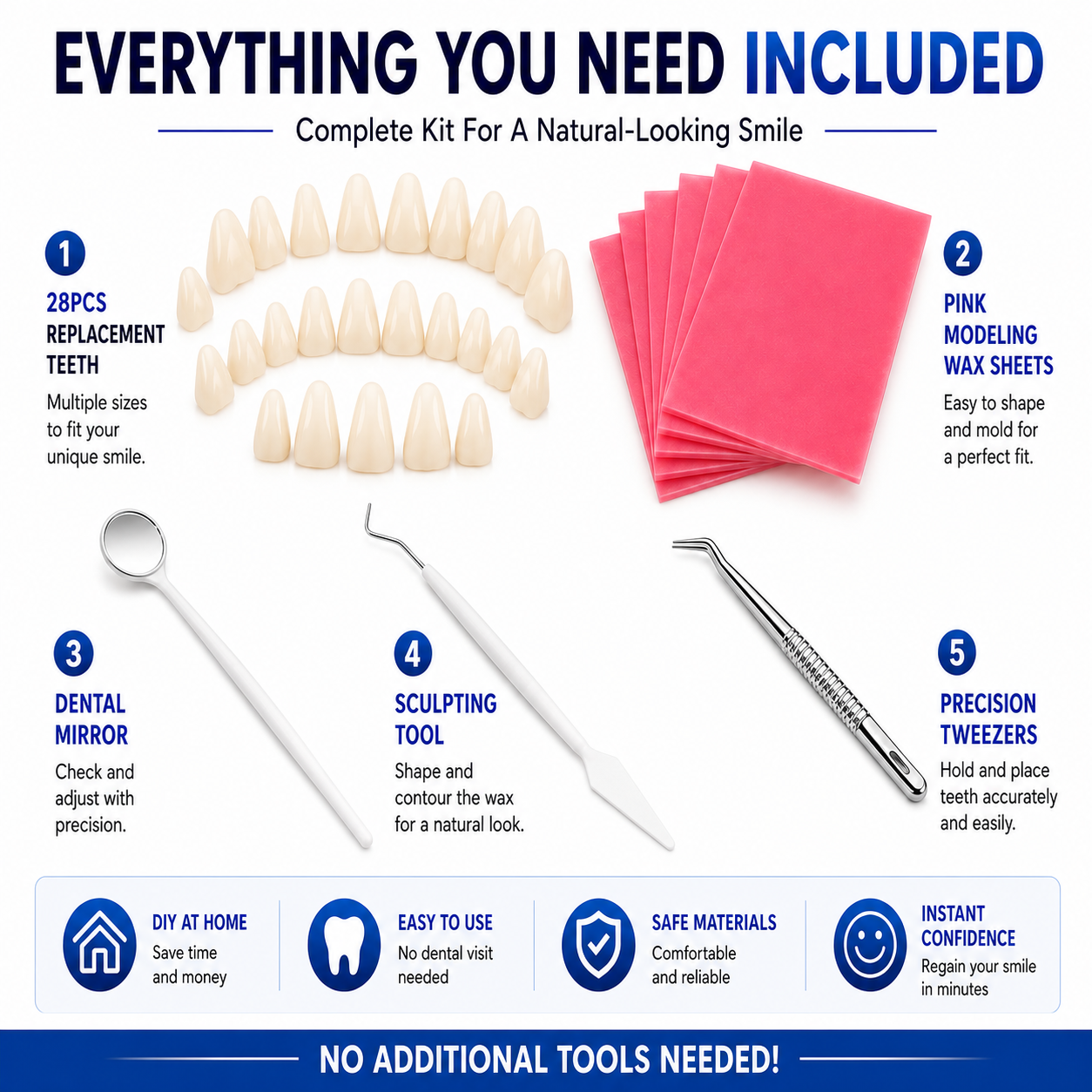 Complete Denture Set | DIY Denture Kit with High-Quality Tools | Create Custom Smiles at Home 4