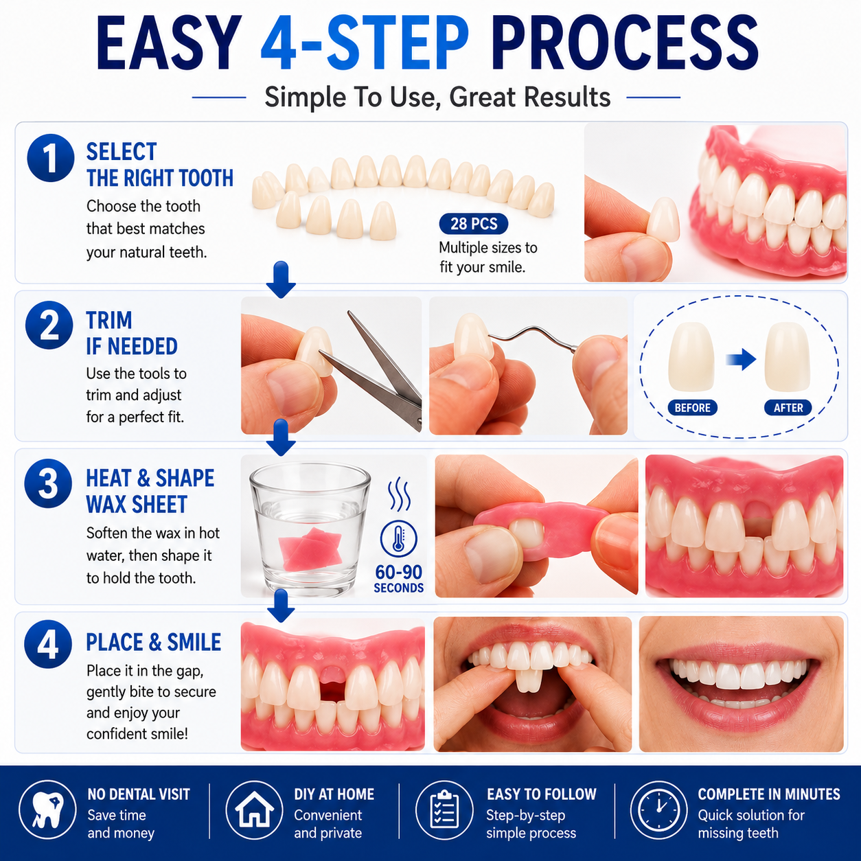 Complete Denture Set | DIY Denture Kit with High-Quality Tools | Create Custom Smiles at Home 6
