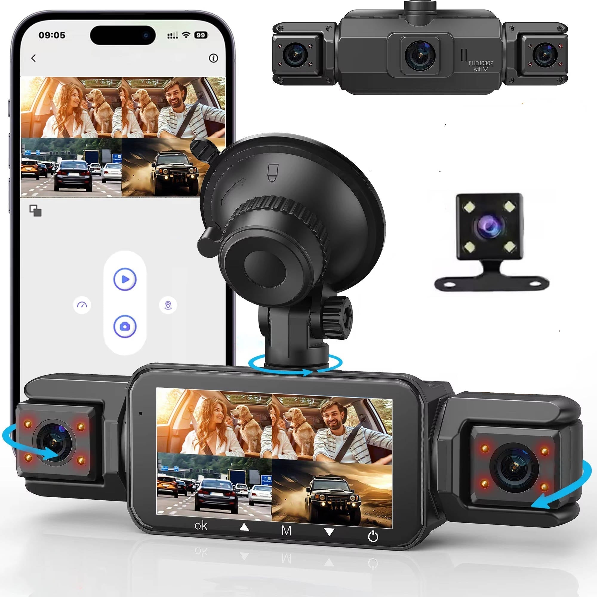 Comprehensive Wireless Dash Camera System with Night Vision | 4 HD Cameras for Enhanced Vehicle Security 0