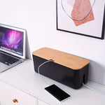 Cord Tidy | Bamboo Cable Organizer Box with Ventilated Design for Clutter-Free Spaces 0