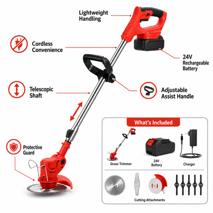 Cordless Grass Trimmer and Lawn Edger, Lightweight Garden Tool for Small Yards - image 4