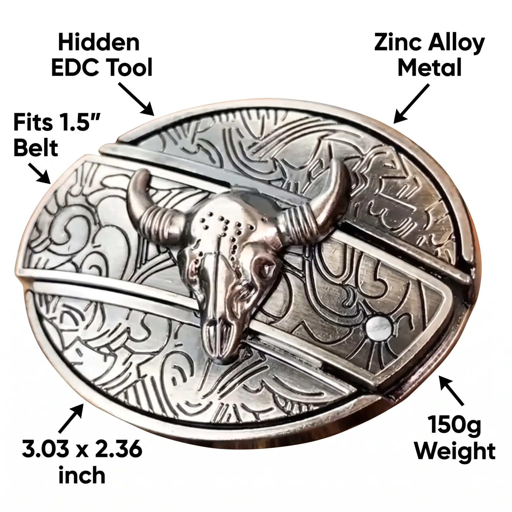 Cowboys Belt Buckle | Metal Oval Design with Hidden EDC Tool | Durable Zinc Alloy for Style and Functionality 7