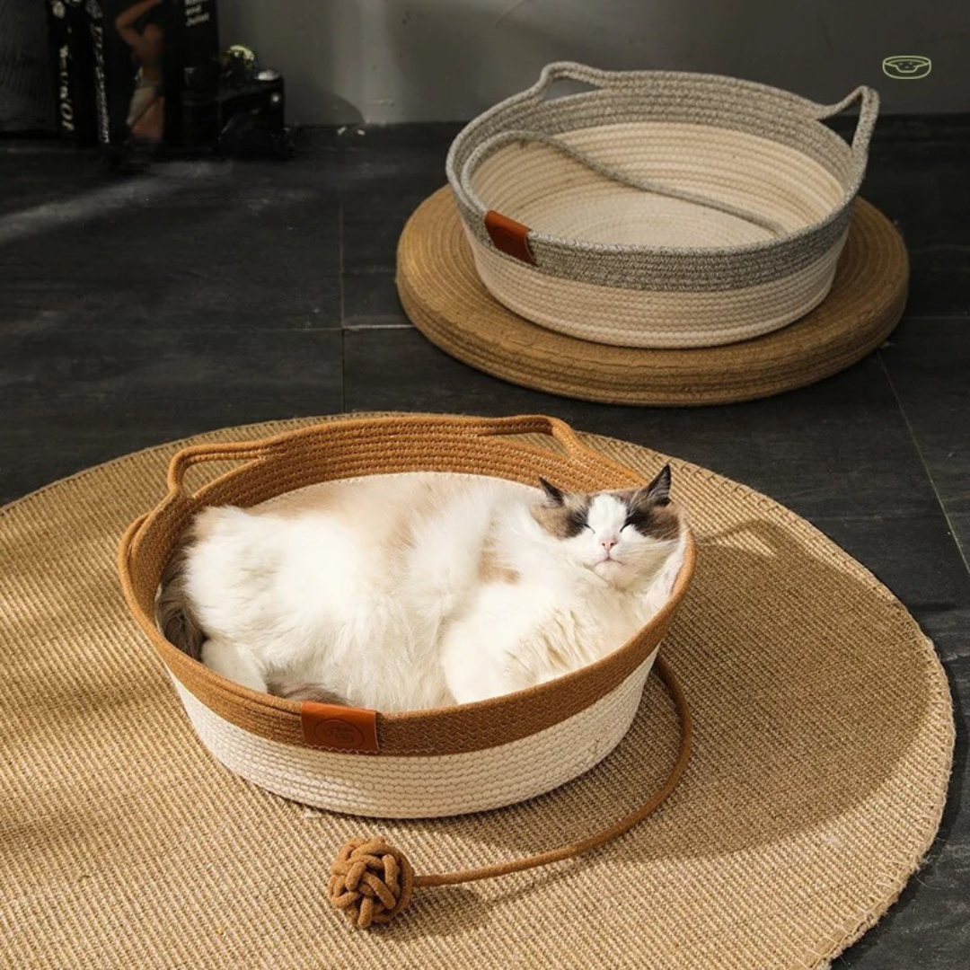CozyNest | Handwoven Cotton Rope Bed for Cats with Stylish Design | Comfortable and Durable Cat Bed 0