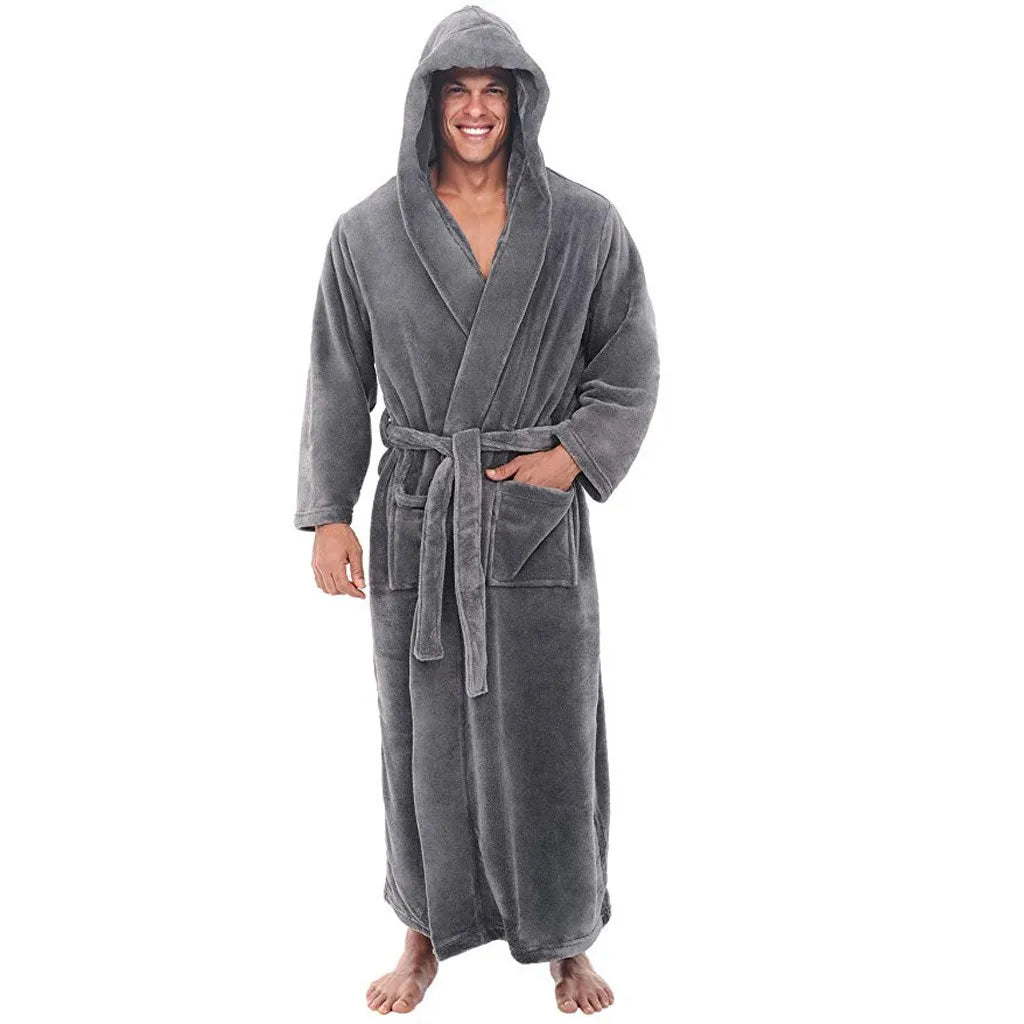 Cozy Bathrobe for Men with Soft Plush Fabric & Hood | Ideal for Warmth and Relaxation 0