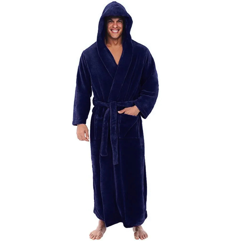 Cozy Bathrobe for Men with Soft Plush Fabric & Hood | Ideal for Warmth and Relaxation 4
