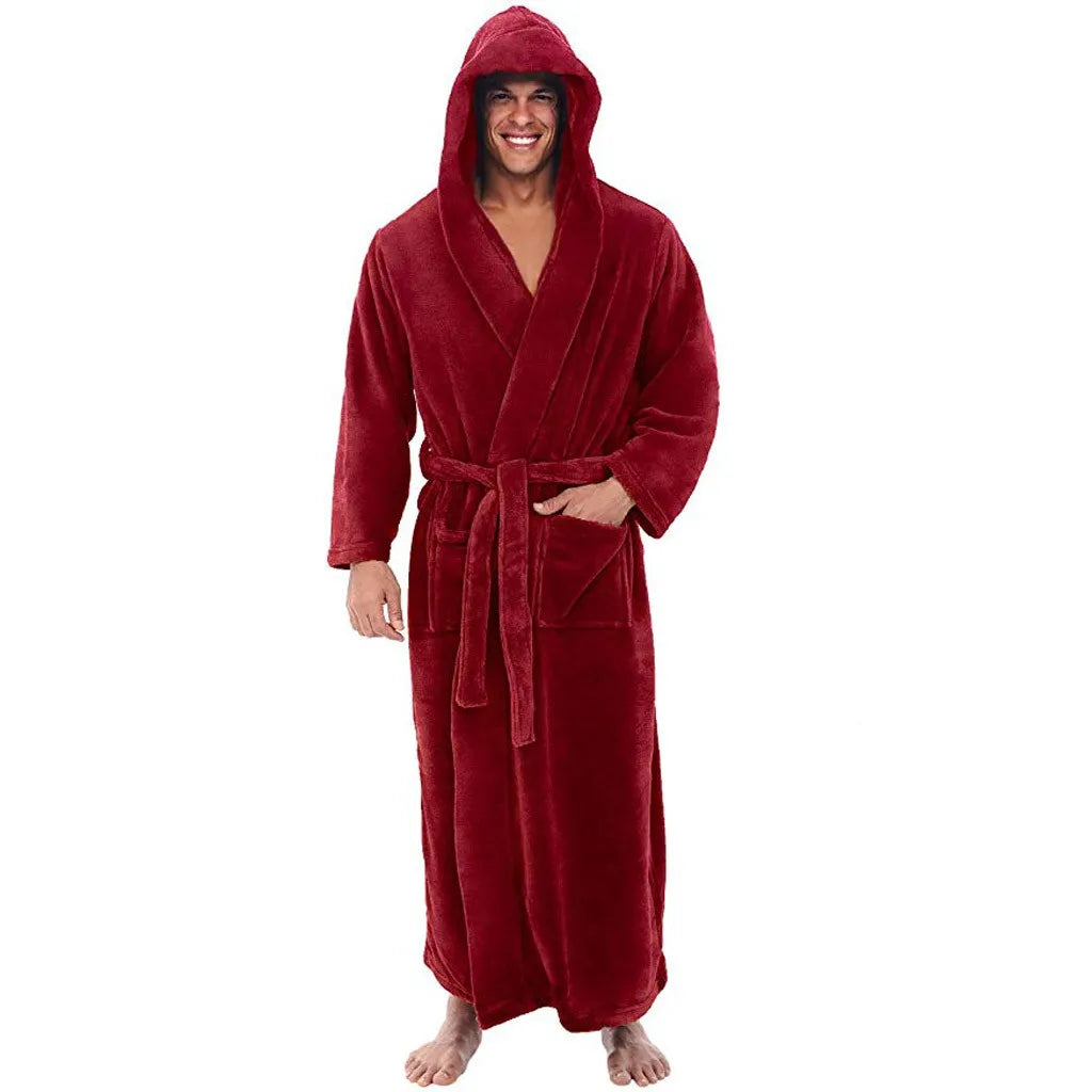 Cozy Bathrobe for Men with Soft Plush Fabric & Hood | Ideal for Warmth and Relaxation 5
