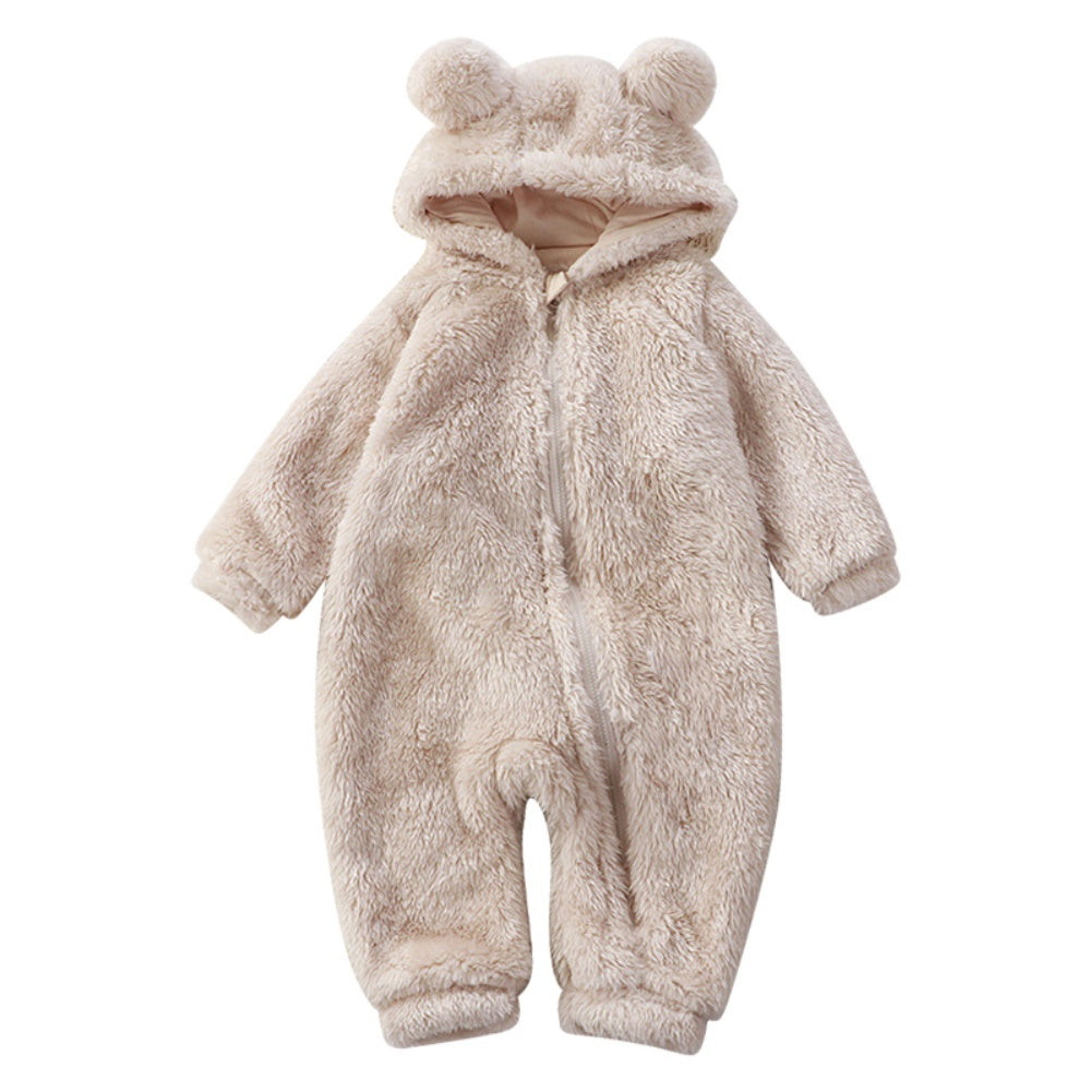 Cozy Bear | Winter Baby Onesie with Zip Closure & Cute Hood | Soft Flannel for Ultimate Warmth 0