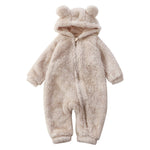 Cozy Bear | Winter Baby Onesie with Zip Closure & Cute Hood | Soft Flannel for Ultimate Warmth 0