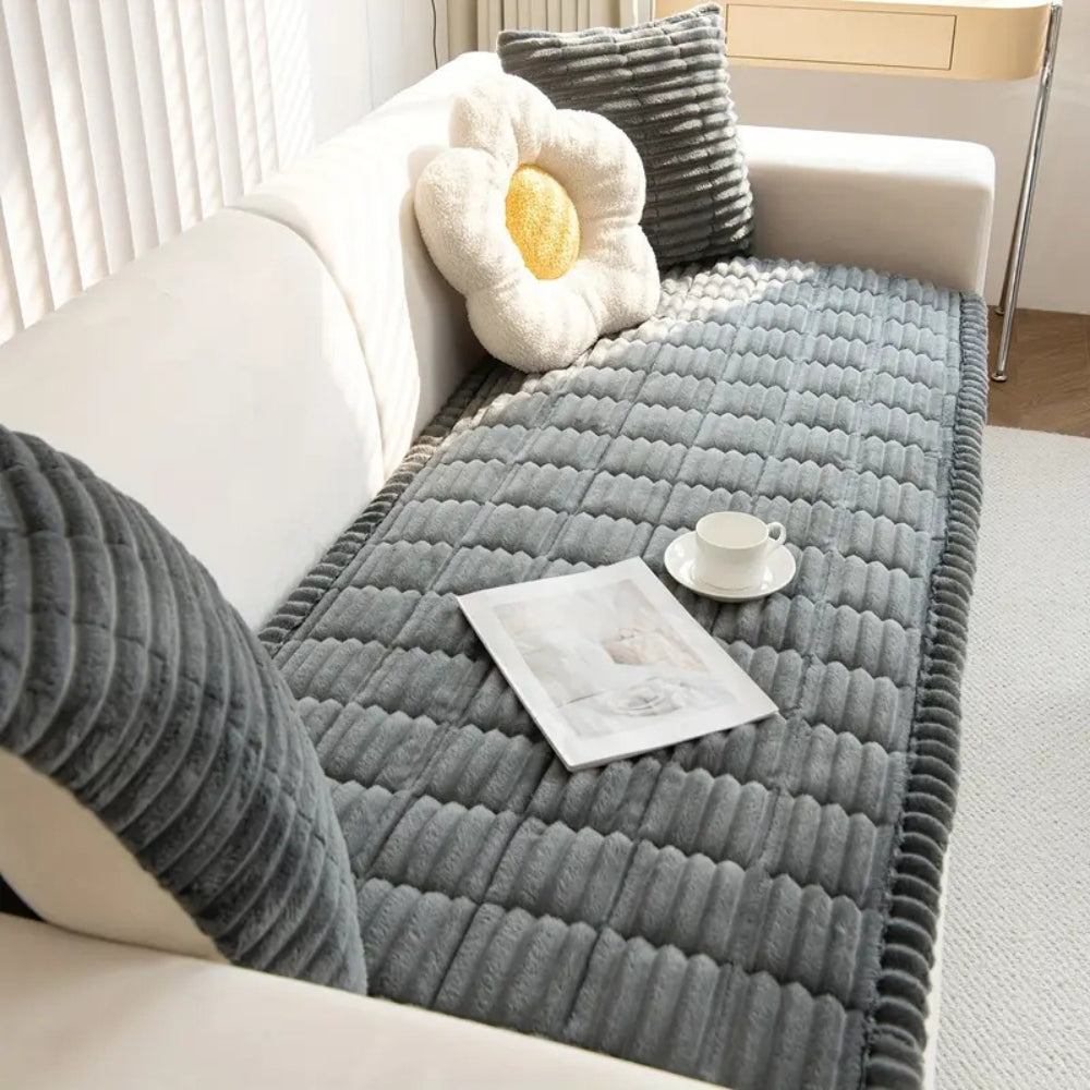 Cozy Home | Plush Sofa Cover with Pleated Edges for Elegant Protection 8