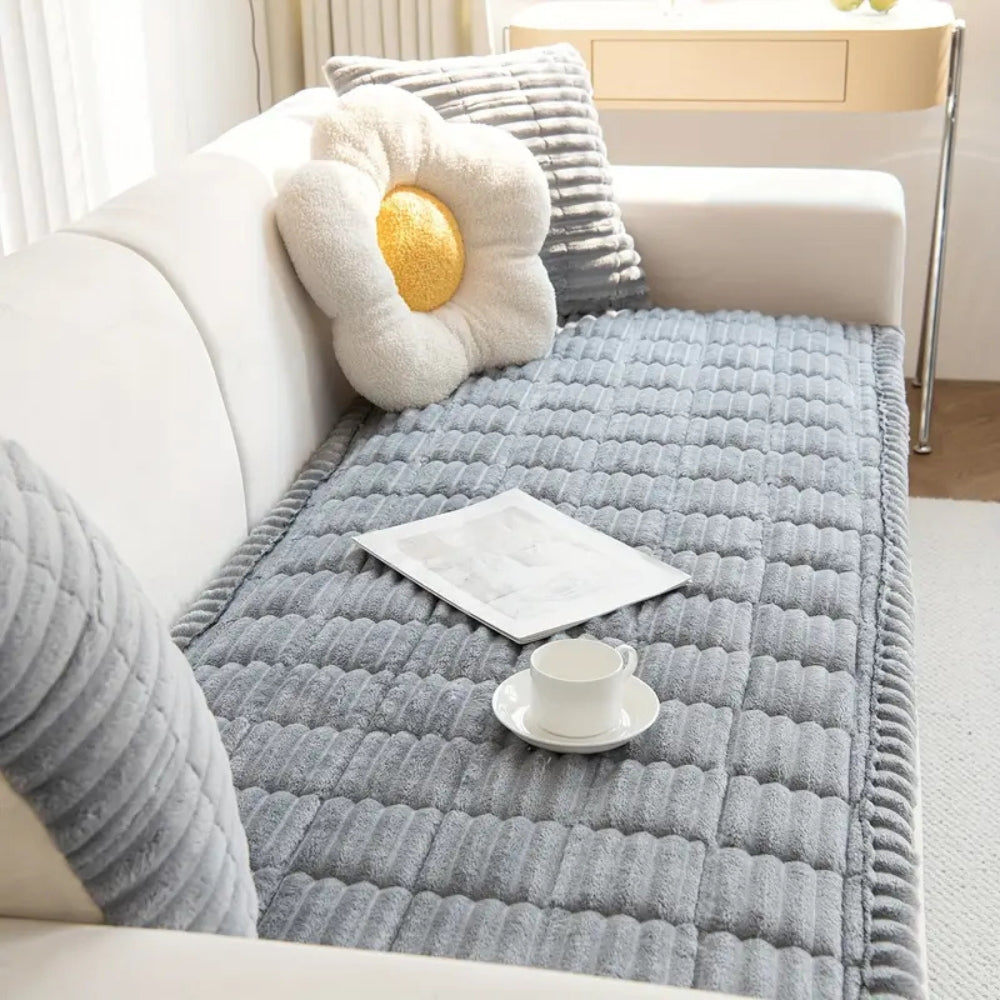 Cozy Home | Plush Sofa Cover with Pleated Edges for Elegant Protection 9