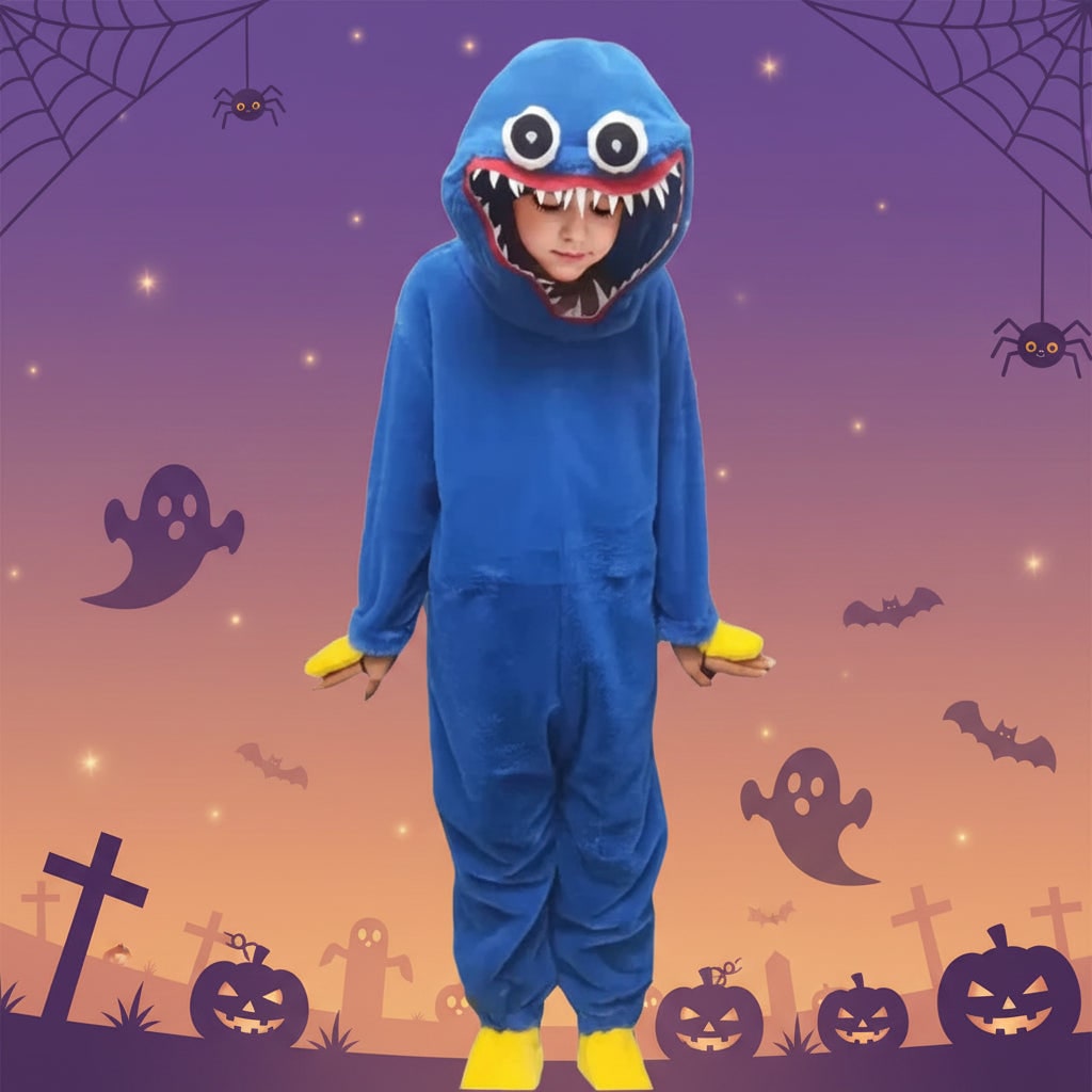 Cozy Monster Jumpsuit for Kids with Hood | Plush Costume for Halloween Fun 0