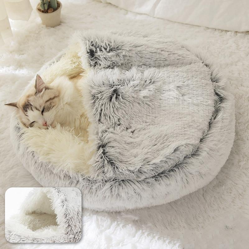 Cozy Plush Cat Cave Bed with Ergonomic Design for Ultimate Comfort 10